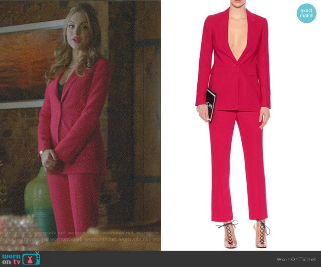 Crepe Blazer and Trousers by Givenchy worn by Fallon Carrington (Elizabeth Gillies) on Dynasty