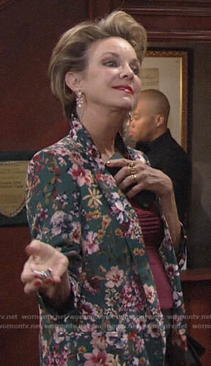 Gloria's green floral blazer on The Young and the Restless