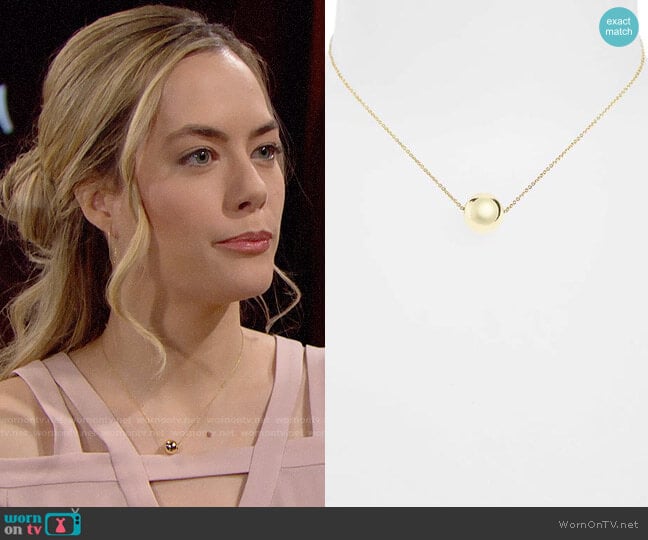 Gorjana Newport Pendant Necklace worn by Hope Logan (Annika Noelle) on The Bold and the Beautiful