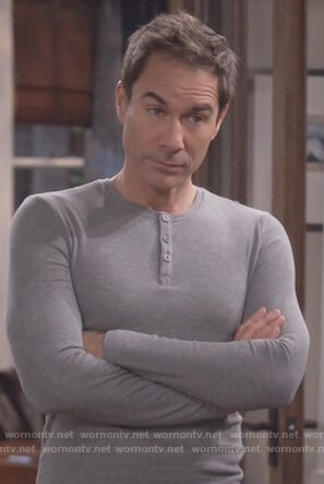 Will’s gray long sleeve henley shirt on Will and Grace