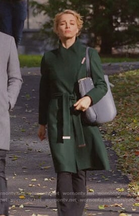 Lizzie’s green wrap coat on Instinct