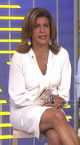 Hoda’s white tie neck mini dress on Today