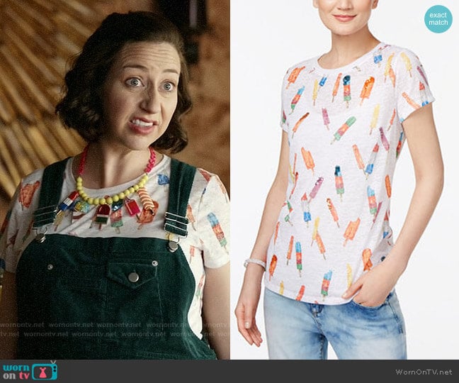 INC International Concepts Popsicle Print T-Shirt worn by Carol Pilbasian (Kristen Schaal) on Last Man On Earth