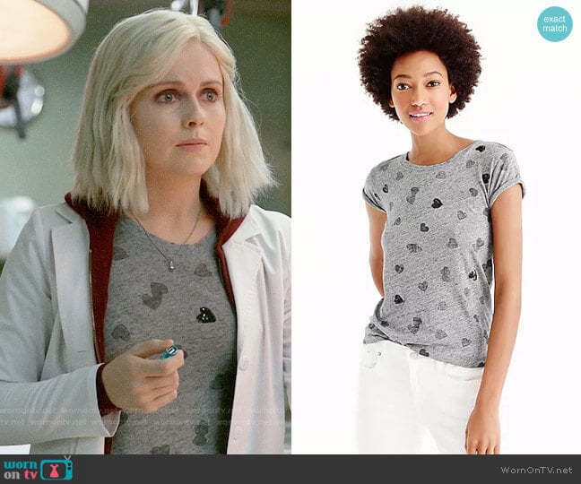 J. Crew Sequin Heart T-shirt worn by Liv Moore (Rose McIver) on iZombie