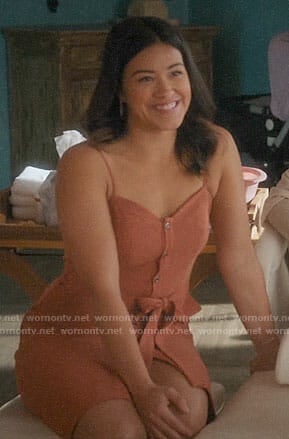 Jane's orange button front dress on Jane the Virgin