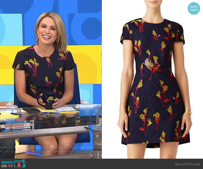 WornOnTV: Amy’s black floral jacquard dress on Good Morning America ...