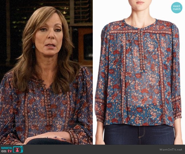 Joie Rosalind Blouse worn by Bonnie Plunkett (Allison Janney) on Mom