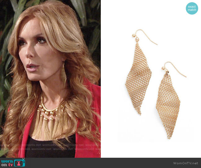 Jules Smith Mesh Wave Kite Earrings worn by Lauren Fenmore (Tracey Bregman) on The Young and the Restless