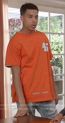 Junior's orange 45 t-shirt on Black-ish