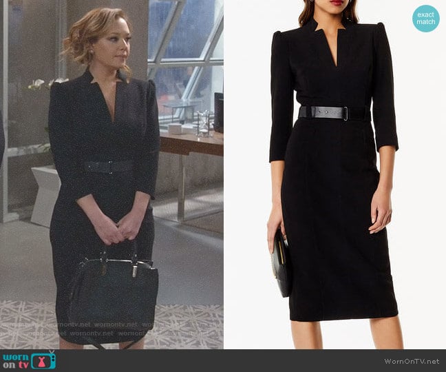 Leather Belt Pencil Dress by Karen Millen worn by Vanessa Cellucci (Leah Remini) on Kevin Can Wait