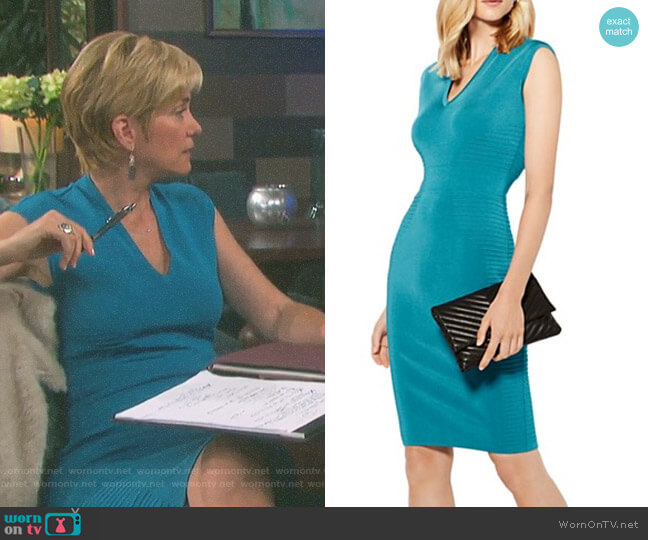 Ribbed-Knit Pencil Dress by Karen Millen worn by Eve Donovan (Kassie DePaiva) on Days of our Lives