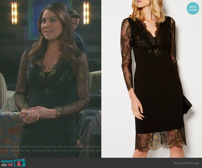 Lace Panel Pencil Dress by Karen Millen worn by Chloe Lane (Nadia Bjorlin) on Days of our Lives