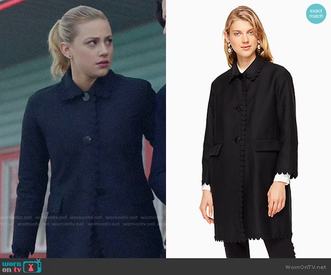 Kate Spade Floral Lace Trim Coat worn by Betty Cooper (Lili Reinhart) on Riverdale