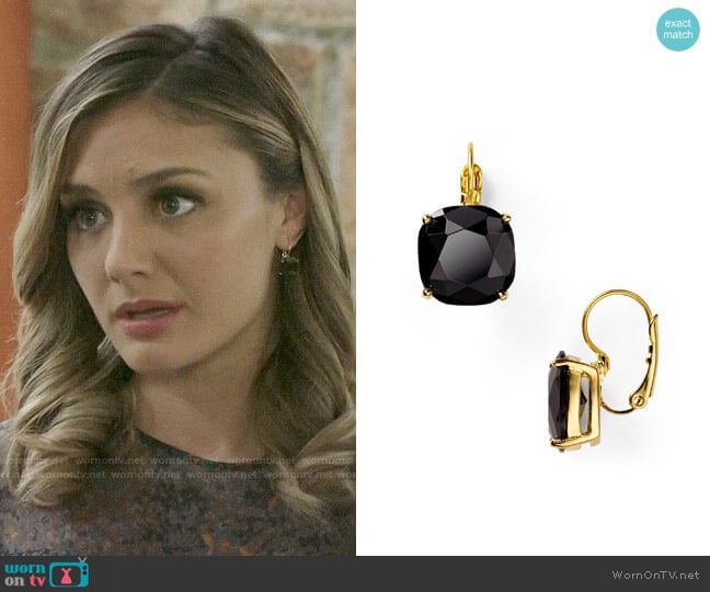 Kate Spade Square Leverback Earrings worn by Megan Morrison (Christine Evangelista) on The Arrangement