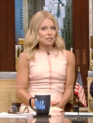 Kelly's pink sleeveless sheath dress on Live with Kelly and Ryan