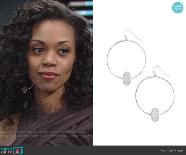 Kendra Scott Elora Frontal Hoop Earrings worn by Hilary Curtis (Mishael Morgan) on The Young and the Restless