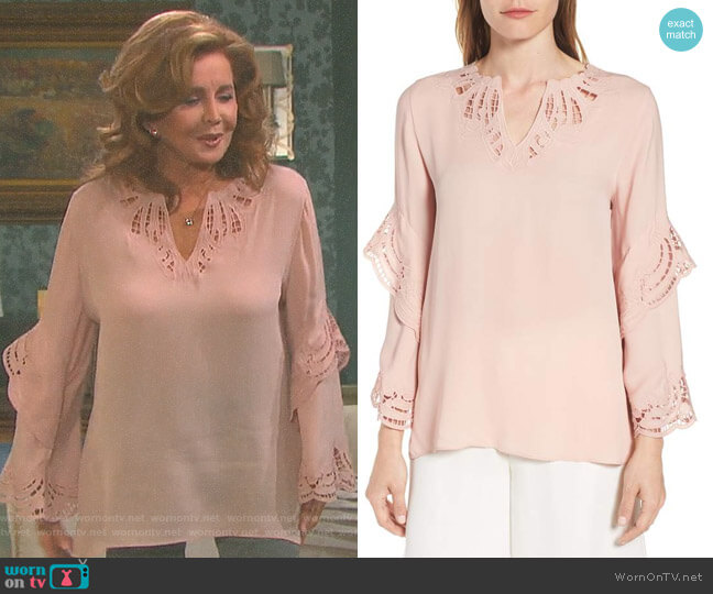 'Lia' Embroidered Silk Blouse by Kobi Halperin worn by Maggie Horton (Suzanne Rogers) on Days of our Lives