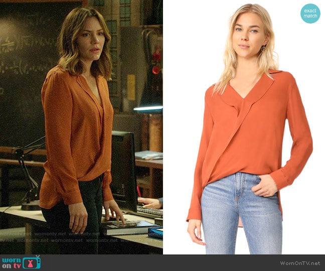 L'Agence Rita Blouse in Baked Clay worn by Paige Dineen (Katharine McPhee) on Scorpion