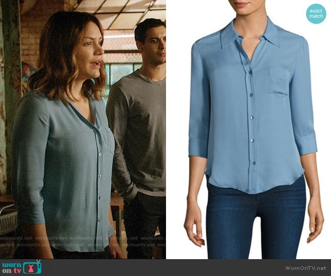 L'Agence Ryan Blouse in Sea Mist worn by Paige Dineen (Katharine McPhee) on Scorpion