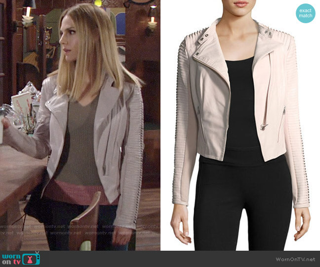 LaMarque Stripped Leather Motorcycle Jacket worn by Mack on The Young and the Restless