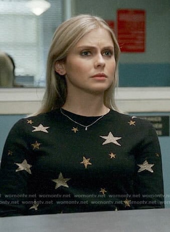 Liv’s black and gold star sweater on iZombie