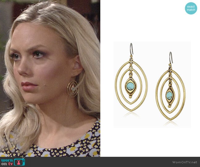 Lucky Brand Turquoise Double Oval Earrings worn by Abby Newman (Melissa Ordway) on The Young and the Restless