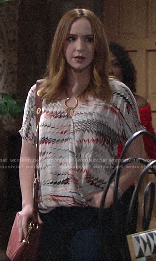 Mariah’s marbled print top on The Young and the Restless