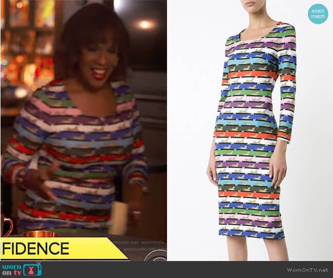 Cheetah Print Pluto Dress by Mary Katrantzou worn by Gayle King on CBS Mornings