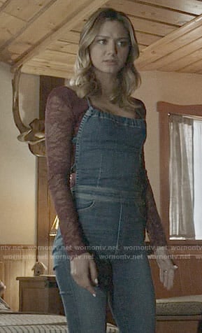 Megan’s denim overalls on The Arrangement