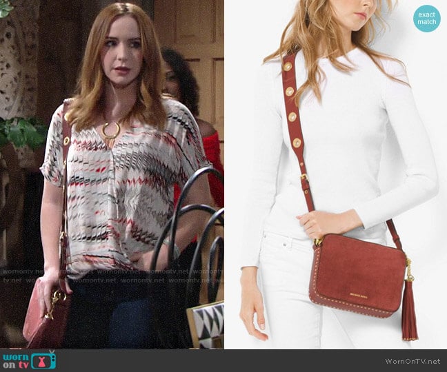 MICHAEL Michael Kors Brooklyn Suede Large Camera Bag worn by Mariah Copeland (Camryn Grimes) on The Young and the Restless