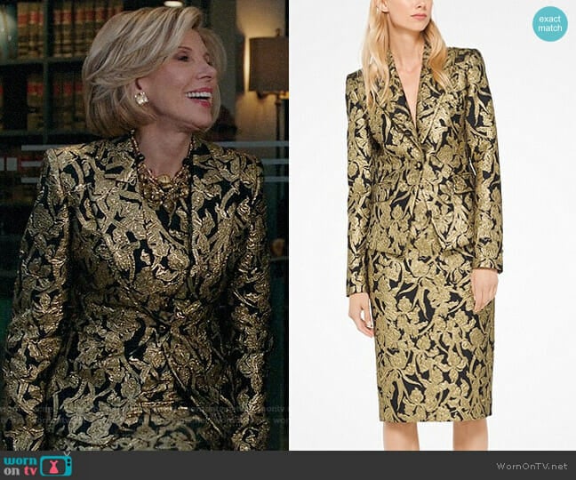 Michael Kors Floral Brocade Blazer worn by Diane Lockhart (Christine Baranski) on The Good Fight