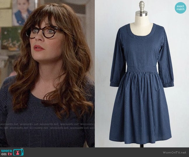 ModCloth Mata Traders Team-Building Breakfast A-Line Dress worn by Jessica Day (Zooey Deschanel) on New Girl