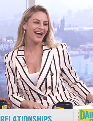 Morgan’s striped double breasted blazer on E! News Daily Pop