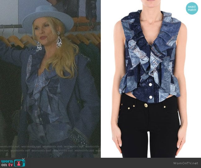 Sleeveless Shirt by Moschino worn by Alexis Carrington (Elaine Hendrix) on Dynasty