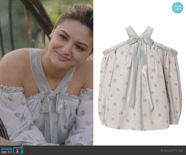 Needle & Thread Victorian Ditsy Top worn by Megan Morrison (Christine Evangelista) on The Arrangement