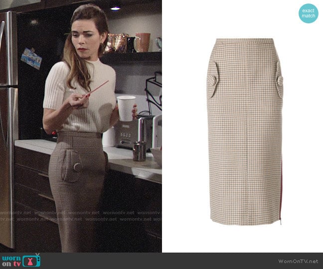 Nº21 Houndstooth Pencil Skirt worn by Victoria Newman (Amelia Heinle) on The Young and the Restless