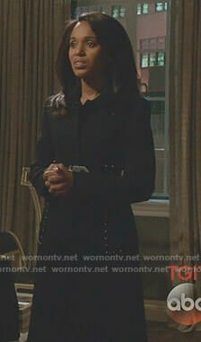 Olivia’s black studded detailed coat on Scandal