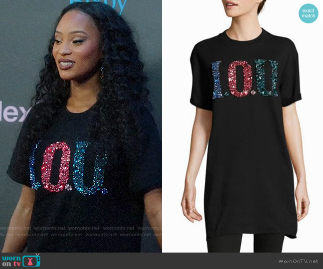 Opening Ceremony IOU T-shirt Dress worn by Tangey Turner (Pepi Sonuga) on Famous in Love
