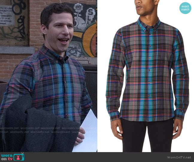 PS by Paul Smith Plaid Tailored Fit Shirt worn by Jake Peralta (Andy Samberg) on Brooklyn Nine-Nine