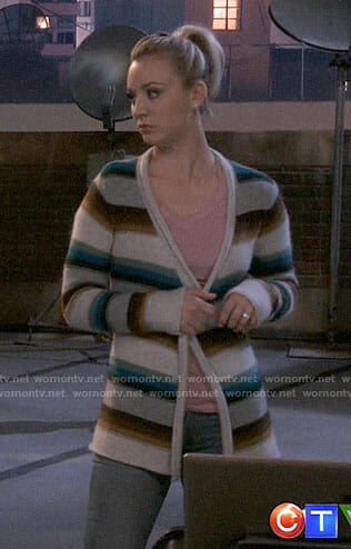 Penny's striped cardigan on The Big Bang Theory