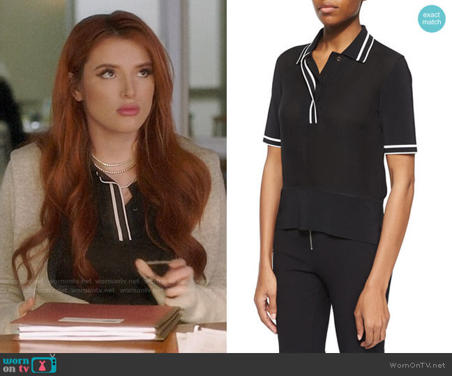 Rag & Bone Silk Dana Polo Top worn by Paige Townsen (Bella Thorne) on Famous in Love