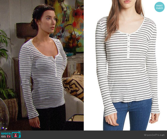 Rag & Bone/JEAN Lilies Henley worn by Steffy Forrester (Jacqueline MacInnes Wood) on The Bold and the Beautiful