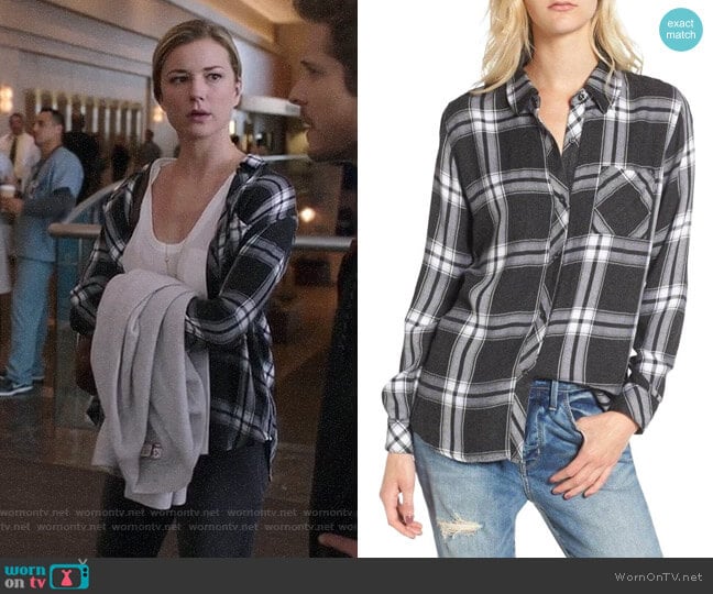 Rails Hunter Shirt in Ash/Bone worn by Nicolette Nevin (Emily VanCamp) on The Resident