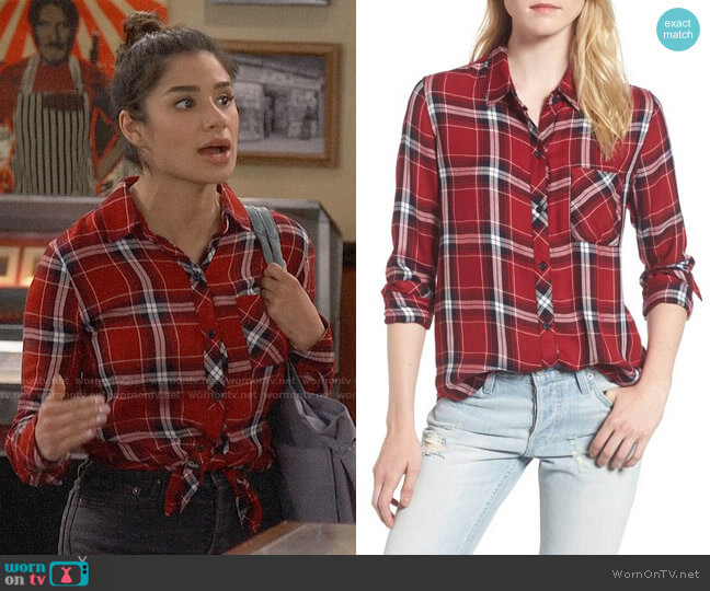 Rails Hunter Shirt in Cranberry Ink worn by Sofia (Diane Guerrero) on Superior Donuts