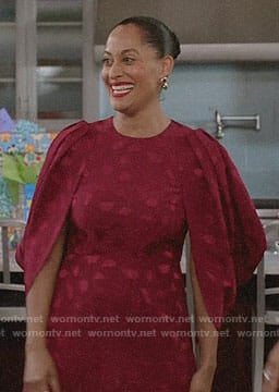 Bo’s red cape sleeve dress on Black-ish