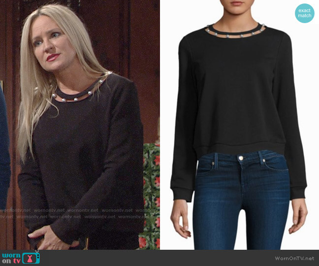 WornOnTV: Sharon’s black pearl embellished sweatshirt on The Young and ...