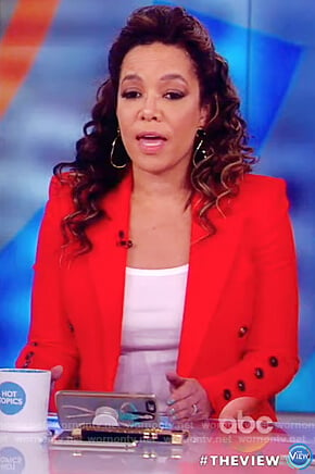 Sunny’s red button cuff blazer on The View