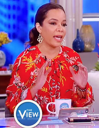 Sunny’s red floral print dress on The View