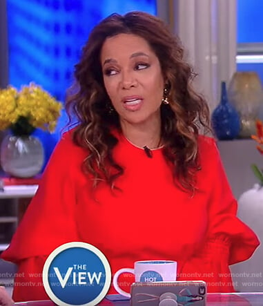 WornOnTV: Sunny’s red smocked sleeve dress on The View | Sunny Hostin ...