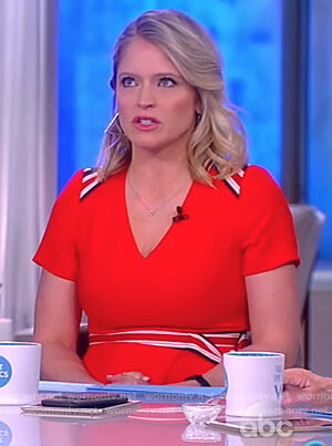 Sara’s red striped shoulder top on The View